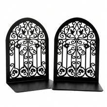 European Retro Iron Arch Shaped Book Stand | Thick Anti Slip Metal Bookshelf Storage Bracket | Desktop Book Organizer Suitable For Students/Office/Home Study/Library | Black Exquisite Carved Art Style Decorative Book Holder. - B356 - View 11