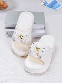 ASOFTER Sandal Wanita Elegan Model Baru Musim Panas, Sandal Sol Tebal dengan Hiasan Gesper Telinga Kelinci, Cocok untuk Musim Mekarnya Bunga Sakura, Musim Wisuda, Hari Valentine - Putih - View 6
