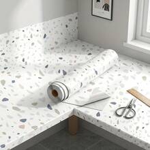 1 Roll Fresh Terrazzo Pattern Self-Adhesive Wallpaper, Vinyl Material Removable Wallpaper, Modern Minimalist Style, Ins Style Decoration, Kitchen Backsplash, Stove, Disinfection Cabinet, Cabinet, Art Wall, Home Decor, Wall Decor, Kitchen Decor - 1PC - View 10