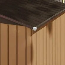 Outsunny Garden Shed With Base Structure And Sliding Doors, Weather-Resistant Steel, Brown, 213 X 130 X 185 Cm - Brown - View 7