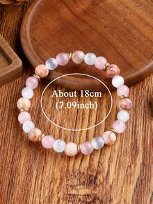 Exquisite Women's Beaded Bracelet, Selenite, Rose Quartz Promotes Self-Love, Calm Heart, Trust And Self Worth, Boho Style Spiritual Jewelry Unisex - Multicolor - View 5