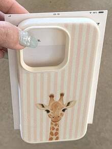 1pc TPU Giraffe Striped Pattern Phone Case, Compatible With Apple 17 Pro Max/17/16 Pro Max/16/15Pro Max/15/13Pro Max/13/12Pro/12/11, Full Coverage Anti-Drop Soft Shell Phone Protective Cover - Beige - View 2