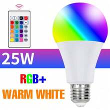CanLing 25W RGB LED Bulb E27/E26 Colorful Remote Control AC85-265V 15 Colors 4 Modes Flashing Dimmable Smart Multi-Color Party Atmosphere Decorative Light Living Room Gaming Room Bedroom Spotlight Backlight Wall Lamp Birthday Christmas Halloween Atmosphere Light 5W 10W 15W 20W - LED Light Bulb - View 16