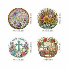 4pcs/Set Set Lukisan Berlian Pola Buket Selamat Datang di Rumah Set Meja 5D DIY Seni Berlian Dekorasi Meja Kerajinan Inlay Batu Permata Dekorasi Meja Kamar Tidur Rumah - View 5