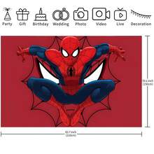 1 Conjunto Autorizado de Decoração de Festa com Tema de Super-Herói de Desenho Animado, Painel de Bottom (210*150/150*100/100*75cm) Bottom Vermelho com Teia de Aranha, Painel de Fotografia Legal com Salto, Decoração de Parede para Festa de Recém-Nascido, Festa de Aniversário, Bottom para Transmissão ao Vivo, Decoração de Estúdio de Fotografia, Adereço - Multicolorido - Visão 9