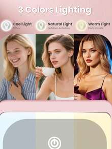 300mAh USB Rechargeable LED Makeup Mirror With Light, Portable Folding Travel Vanity Mirror, 3 Lighting Modes, Touch Dimmable Magnifying Makeup Mirror, Compact Pocket Mirror, Suitable For Travel, Office, Dorm, Bedroom, Holiday Gift - Multicolor - View 7