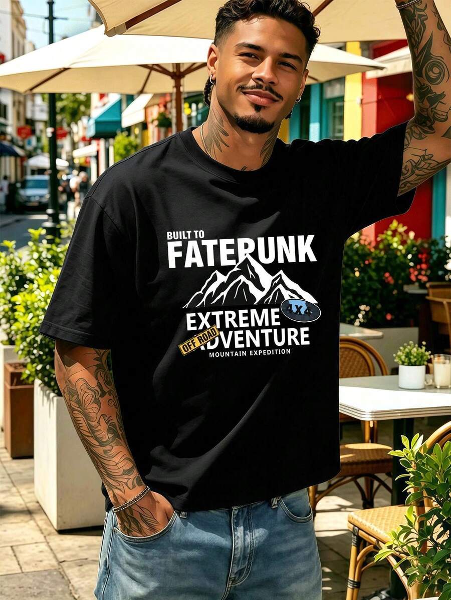 Men Plus Size T-Shirts - Black - View 1
