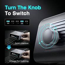 HEARTIGER 100W GaN 智慧桌面充電站，2.3 吋 HD 大螢幕即時充電功率顯示，4 個 USB-C 接口 + 1 個 USB-A 接口快速充電輸出，相容 Apple/Android 手機、平板、筆電，智慧旋鈕控制，多裝置同時快充，全新桌面充電體驗 - 黑色 - 查看 5