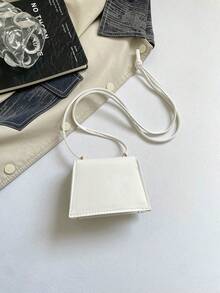 Spring/Summer New Mini Square Handbag For Women, Premium Texture Shoulder Bag, Flap Closure Small Bag, Red Cute Crossbody Bag, Accessory Bag - White - View 7