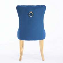 Set Of 2 65 Cm Dining Chairs In Velvet For Kitchen And Dining Room - 藍色 - 查看 7