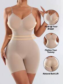 Women's All-Season Sexy Elegant Comfortable Durable Solid Color Jumpsuit - Apricot - View 1