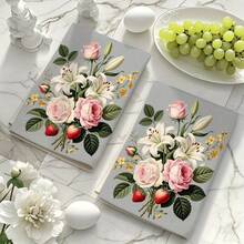 Vintage Flower Bouquet Printed Kitchen & Bathroom Hand Towels, Wrinkle Resistant Decorative Dish Towels. Super Absorbent, Machine Washable, Ideal For Kitchen Cleaning, Daily Home Decor & Gift Option. - Multicolor - View 8