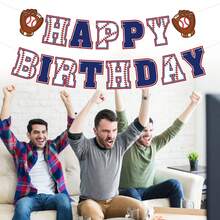 34pcs Baseball Theme Birthday Party Decoration Set Includes 15 Triangle Bunting, 6 Hanging Spiral Decorations, 12 Small Flags And 1 Large Flag, Perfect For Birthday Party, Family Gathering Or Adding Fun Decor - A - View 4