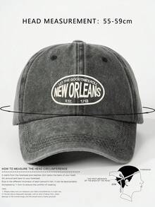 1/2件 多色復古字母 NEW ORLEANS 3D刺繡水洗柔軟頂棒球帽，適合街頭運動、戶外及日常使用 - 彩色 - 查看 8