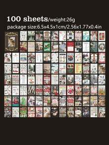 100 Sheets/Book Christmas Planner Base Material Mini Book, 8 Styles Available, Christmas New Year Scene DIY Planner Scrapbook Material Paper, Aesthetic Collage Card Material - Christmas Journal Materials - View 13
