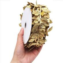 1/5m Gold Leaf Double-Sided Artificial Leaf Ribbon, Gold Artificial Leaf Decorative Trim, Pure Gold Leaf Edging, Suitable For Wreaths, Gift Wrapping, Craft Projects, Weddings And Home Decor - Multicolor - View 7