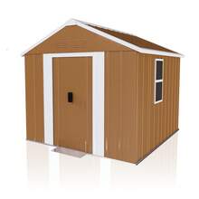 Brown 184 X 110 Cm Metal Garden Storage Shed For Outdoor Use - Brown - View 2
