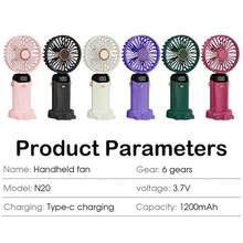 1 pièce Ventilateur portable à main avec éclairage, ventilateur de bureau mini silencieux, ventilateur personnel pliable à 4 vitesses alimenté par batterie, convient pour l'extérieur, les voyages, le maquillage, la maison, le bureau, le camping, la plage - Gadget de refroidissement essentiel pour l'été - portable - View 3