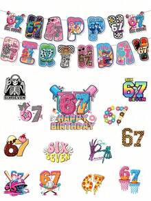 1 Set Cake Decoration Toppers + Birthday Party Decoration Banner, 67 Theme Party Home Decor, Outdoor Dining Decor, Holiday Essentials - 67 Models - View 7