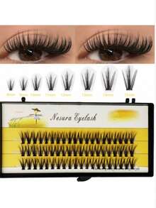 anlinnet 60 Clusters Single-Strand Cat Eye False Eyelashes, D-Curl Cartoon Eye Effect, Criss-Cross Spiky False Eyelash Clusters, 8~15mm Dense DIY False Eyelash Clusters, Eyelashes, Reusable, Suitable For Daily Makeup - Black - View 17