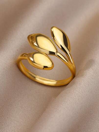 1 pieza Anillo abierto ajustable de oro minimalista y elegante, anillo geométrico, joyería de mano para mujeres