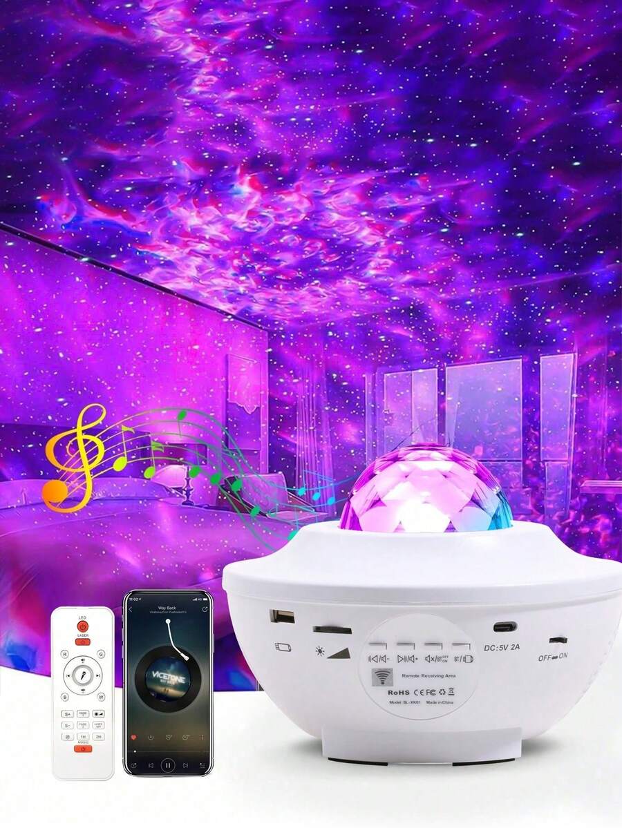 1 Đèn ngủ chiếu bầu trời đầy sao - Dải đèn loa RGB có điều khiển từ xa và hẹn giờ, cấp nguồn qua USB - Lý tưởng cho không gian phòng ngủ và làm quà tặng