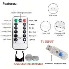 USB-betriebene Vorhang-Lichterkette, 8 Blinkmodi, mit Fernbedienung, geeignet für Weihnachten, Hochzeit, Geburtstag, Party, Hausgarten, Feiertagsdekoration, Heimdekoration, Weihnachtsdekoration, Raumdekoration, Winter-Weihnachtsdekoration, Weihnachtsgeschenk für Zuhause, Weihnachtsdekoration - USB-Lichterkette - Übersicht 9