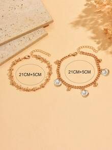 2pcs/Set Summer Beach Vacation Style White Enamel Shell & Faux Pearl Anklet, Simple Gold Handmade Chain Foot Jewelry For Women, Suitable For Daily Wear, Party Outfits And Travel - Multicolor - View 4