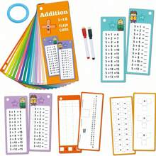 1set Math Flashcards With Dry Erase Markers: Multiplication, Addition, Subtraction & Division Education Learning Tool Back To School - Multicolor - View 11