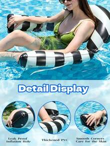 Striped Inflatable Pool Float Chair, Breathable Mesh Water Hammock Lounge, With Support Air Cushion, Ergonomic Adult Pool Float, Suitable For Summer Pool Party, Beach, Lake Sunbathing - 彩色 - 查看 3