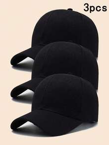 Gorra de béisbol de hombre casual de unicolor, diseño versátil y minimalista - Negro - Ver 6