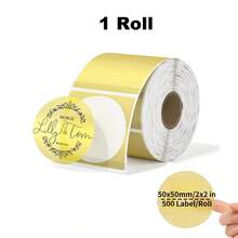 2 Inch Color Circle Thermal Sticker Label, Self-Adhesive Round Direct Thermal Label For Logo Design, QR Code, White Pink Green Yellow, 600Sheets/Roll - View 20