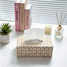 1 pieza Caja de pañuelos de concha natural - Caja de almacenamiento de pañuelos elegante, soporte de pañuelos de lujo de alta gama, adecuado para baño, sala de estar, dormitorio, se puede usar como decoración del hogar, caja de pañuelos de escritorio de la mesa de comedor de la sala de estar, regalo perfecto para Acción de Gracias, Día de San Valentín, decoración del hogar - Ver 8