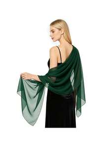 Chiffon Shawl Scarf, Elegant Lightweight Polyester Fiber Shawl Scarf, Chiffon Headscarf, Chiffon Scarf, Suitable For Bridal Wedding Evening Dress - Solid Color Decorative Accessory, Breathable And Windproof, Hand Washable/Dry Cleanable, Multiple Colors Available: White, Black, Green, Red - Beige - View 10