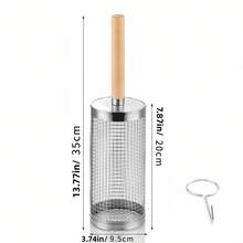 1/2pcs Rotating Grill Basket, Detachable Handle, 304 Stainless Steel, Nesting Grill Tool, Smoking And Grilling Accessory - Perfect For Vegetables, Outdoor Cooking And Camping; Birthday Gift For Men, Fathers And Husbands - B - View 12
