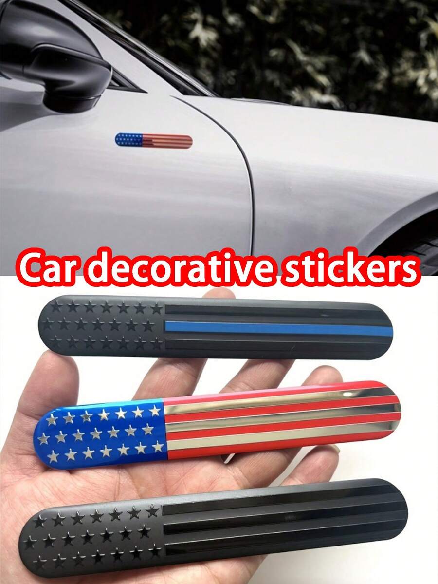 American Flag Aluminum Badge Sticker For Cars, Trucks, Motorcycles, SUVs - Weatherproof Metal Decal For Hoods, Doors, And Trunks, Patriotic Car Body Decal With Strong Adhesive For Easy Application,Car Accessories,Car Decals