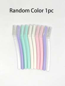 3/6/10pcs Curved Pastel Color Protective Cap Sharp Blade Precision Eyebrow Shaper Facial Hair Remover Non-Slip Handle Portable Multi-Color Gift Style Student Dorm Home Daily Makeup Grooming Accessory Back To School Skin-Friendly Affordable - Multicolor - View 15