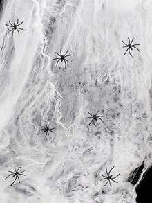 2/5/10pcs Halloween Decoration White Artificial Elastic Spider Web, Halloween Horror Home Party Scene Props, Haunted House Decoration, Christmas - Halloween Spider Web - View 6