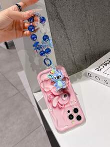 Disney Has Authorized, Phone Case - Chain Set, The Stitch Lilo & Stitch 3D Phone Case Plus A Silicone 3D Stitch Bracelet With Metallic Ring Removable Bracelet, Stitch And Angel Pattern, Compatible With Iphone17/16/15/14/13/12/30/XS/XR/X Plus Pro Max, A Stylish Cartoon Phone Case, The Perfect Gift Choice, Phone Protection, Durable Phone Cover, Great Gift For Friends And Family. - 白色 - 查看 5