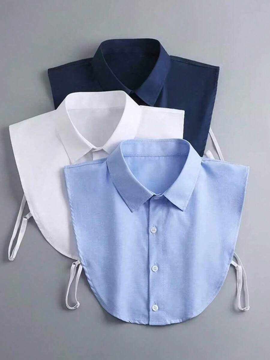 2pcs Women's Versatile Fake Collar Shirt, Decorative Stand Collar Pointed Fake Collar Accessory, Suitable For Daily Wear In Spring, Autumn And Winter, Clothing Matching - Black and White - View 1