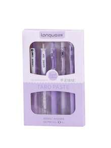 5/1pc Purple Theme Ballpoint Pen 0.5mm Tip Black Ink Retractable Quick-Dry Smooth Writing Black Gel Pen Student Exam Pen Back To School Stationery Suitable For Notes And Drawing School Office Supplies - Purple Taro Boba - View 8