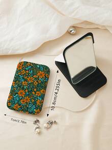 1件英式鄉村風便攜折疊輕量超薄便利耐用PU皮革適用多場景全人群折疊小鏡子大理石雲紋蝴蝶設計精緻細膩折疊結構耐用可靠防摔易攜手持 - 彩色 - 查看 5
