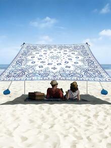 1PC Outdoor Thickened Waterproof Sun-Proof Gradient Mandala Flower Green Bohemian Pattern Garden Patio Canopy Beach Sunshade Awning With Rope (Frame Not Included) - Multicolor - View 6