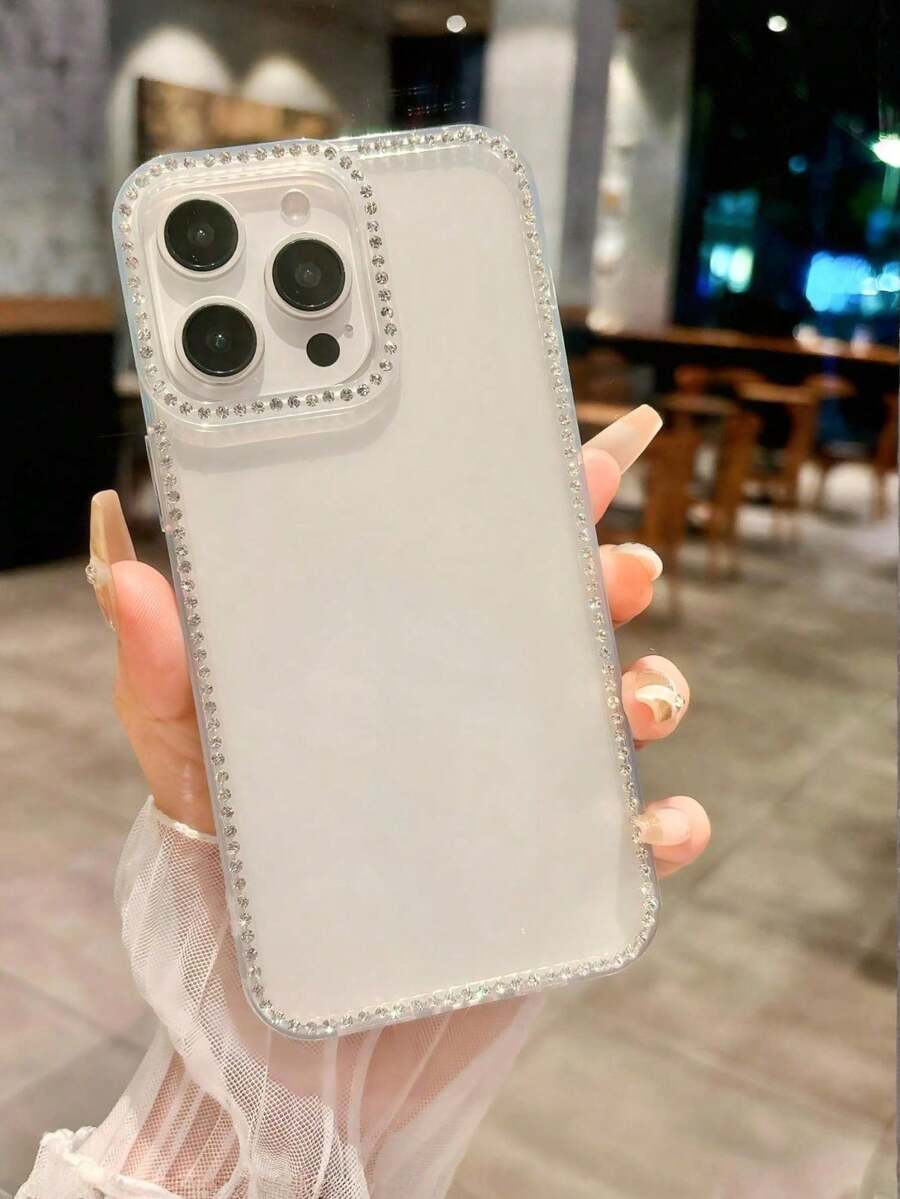 CteGlodrix Transparent All-Around Rhinestone, Camera-Edge Rhinestone Fashionable And Personalized Phone Case, Suitable For 17 Pro Max / 16 / 15 / 14 / 13 / 12, Flexible And Non-Slip Protective Case - Clear - View 1