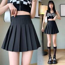 Falda plisada 2026 de verano, falda gris oscuro, falda de cintura alta, falda corta estilo universitario, resistente a las arrugas y versátil. - Blanco - Ver 3