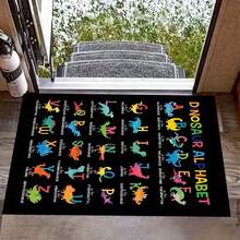 New Store Offer High-Quality Children's Carpet With Fun 3D Dinosaur And English Letter Pattern, Kids Can Learn Letters While Playing, Combines Early Education Function. Machine Washable, Easy Daily Maintenance. Soft And Durable Fabric, Suitable For Bedroom, Living Room, Hallway, Coffee Table Area, Porch And Other Indoor/Outdoor Scenes - Black - View 5