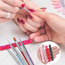 1pc 5-Slot Acrylic Crystal Nail Art Pen Holder, Transparent Multi-Slot UV Gel Brush Holder, Nail Polish Painting Tool Storage Organizer, Manicure Salon Display - Multicolor - View 7