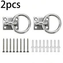2/4 Paquetes de Ganchos de Acero Inoxidable 304 Resistentes para Techo & Pared, Anillos de Anclaje con Base Cuadrada, Herrajes Atornillables para Hamaca, Gimnasio, Columpio, - Multicolor - Ver 8
