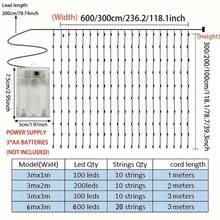 LED 燈簾燈 8 種模式,電池供電串燈,節日裝飾,適用於派對、婚禮、聖誕節和居家氛圍裝飾 - 電池盒窗簾燈 - 查看 4