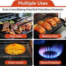 Black Non-Stick Oven Liner Reusable Heat-Resistant Mat Suitable For Electric Stove/Gas Stove/Grill Cooking - Multicolor - View 9